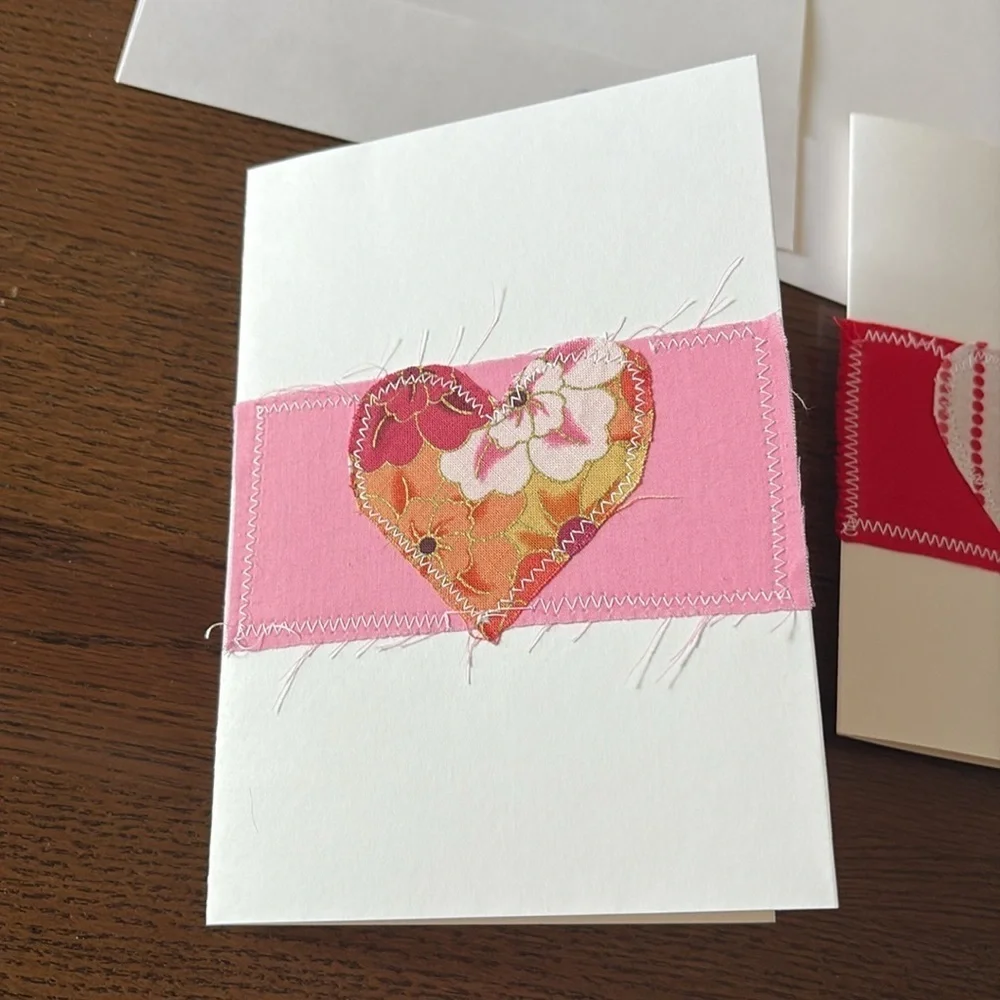 Handmade Valentines Heart Greeting Cards Set of three